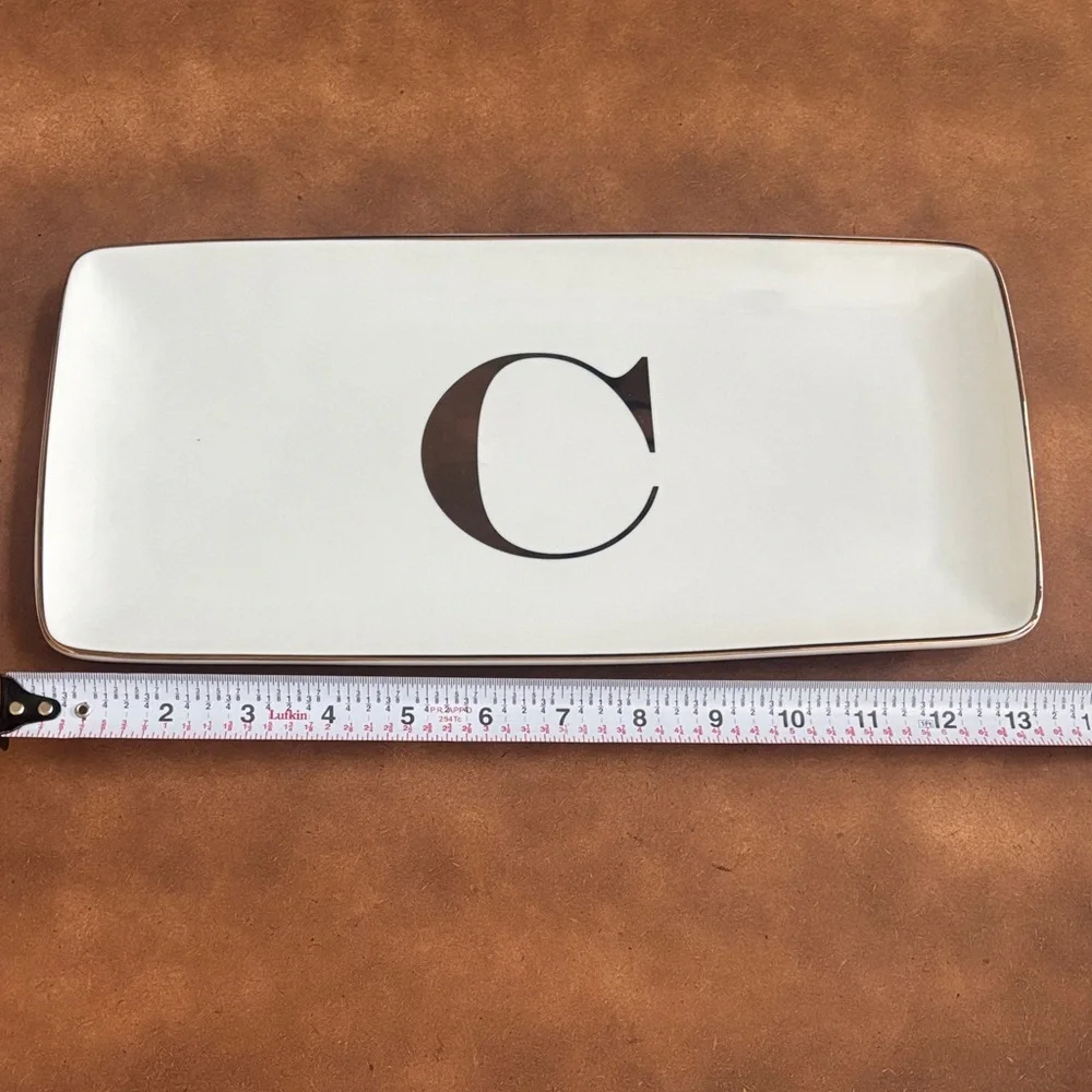 Williams Sonoma Ceramic Rectangular Tray with Letter C
